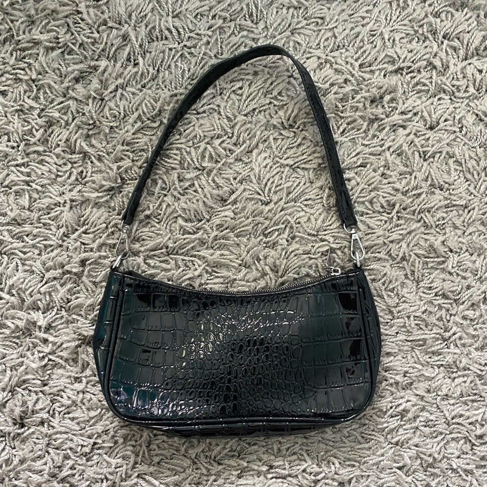 SHEIN Croc Embossed Baguette Bag